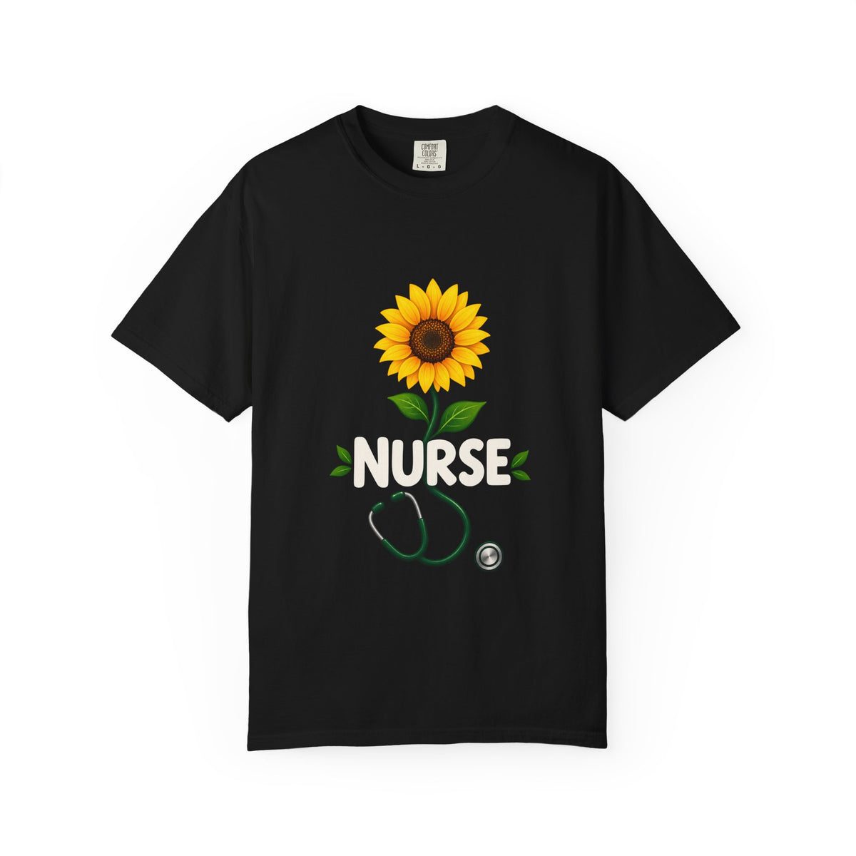 Nurse Sunflower Stethoscope Floral Comfort Colors T-Shirt