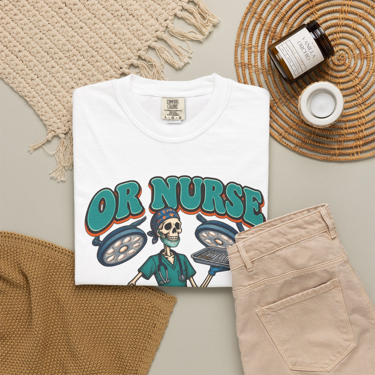 OR Nurse The Count Is Correct Skinny Skeleton Comfort Colors T-Shirt