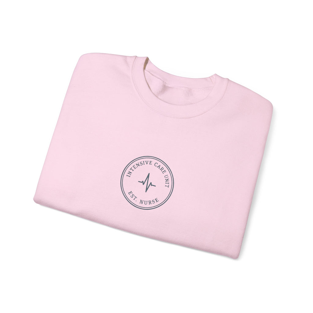 ICU Nurse Minimal Vintage Badge Intensive Care Unit Crewneck Sweatshirt