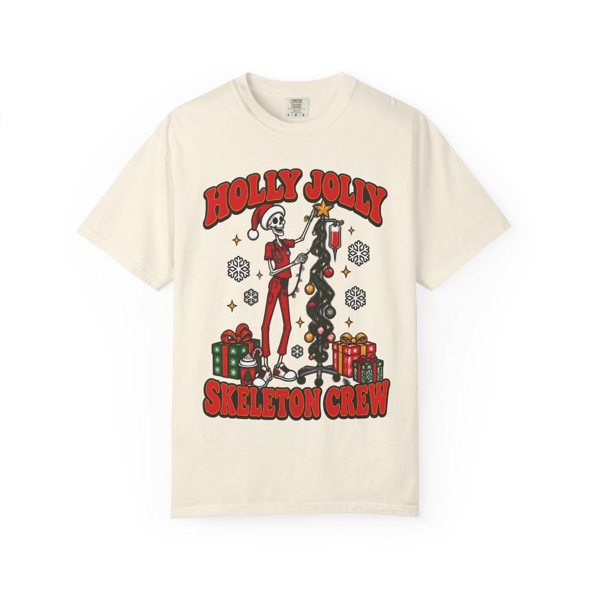 Holly Jolly Skeleton Crew Christmas Nurse Comfort Colors T-Shirt