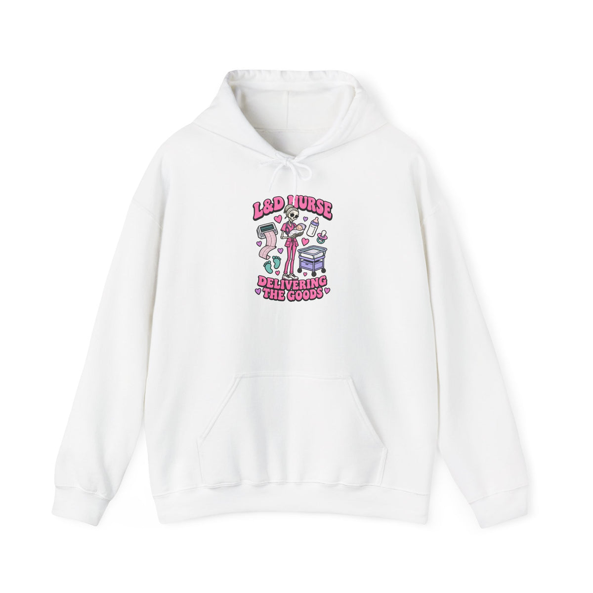 L&D Nurse Delivering the Goods Skinny Skeleton Hoodie