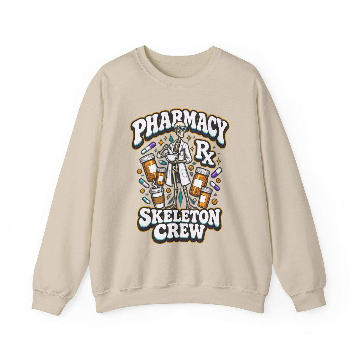 Pharmacy Skeleton Crew Skinny Skeleton Pharmacist Crewneck Sweatshirt