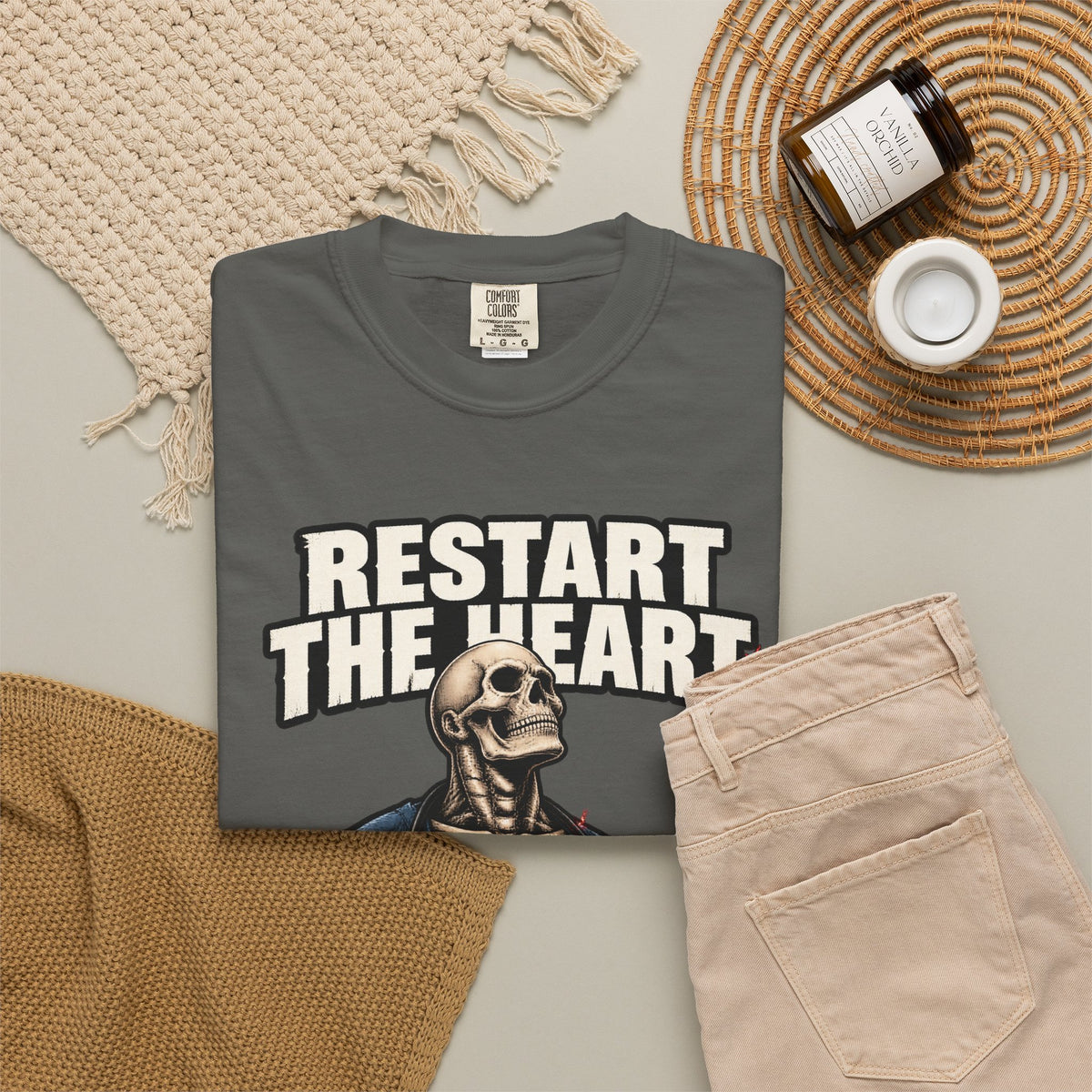 Restart the Heart Male Skeleton ICU Nurse Comfort Colors T-Shirt
