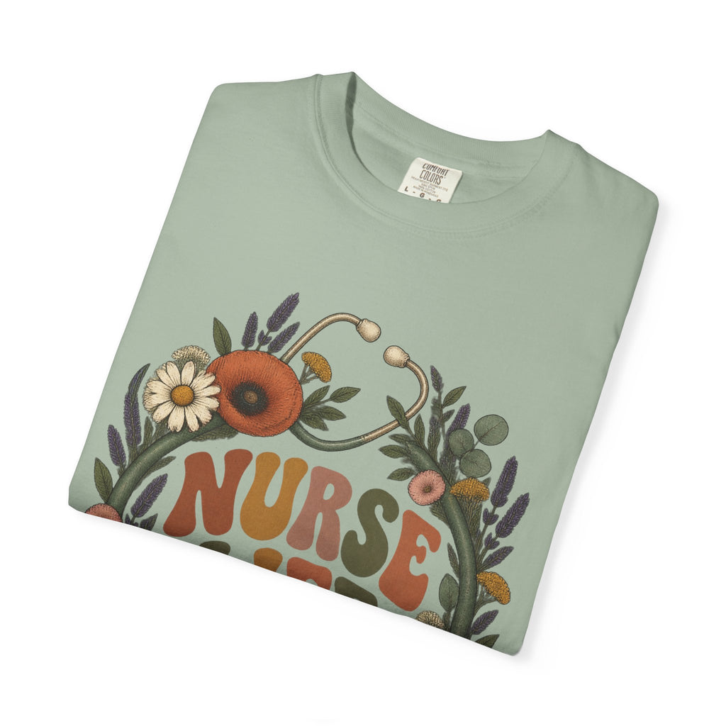 Boho Wildflower Stethoscope Nurse Life Comfort Colors T-Shirt