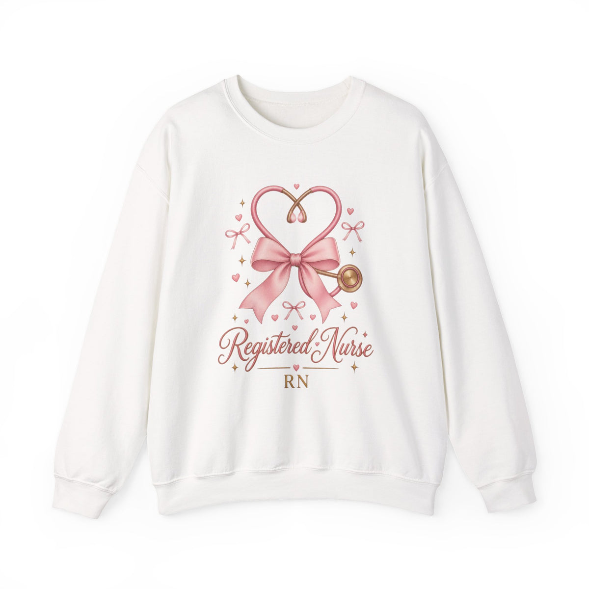 Coquette Pink Bow Stethoscope Registered Nurse Crewneck Sweatshirt