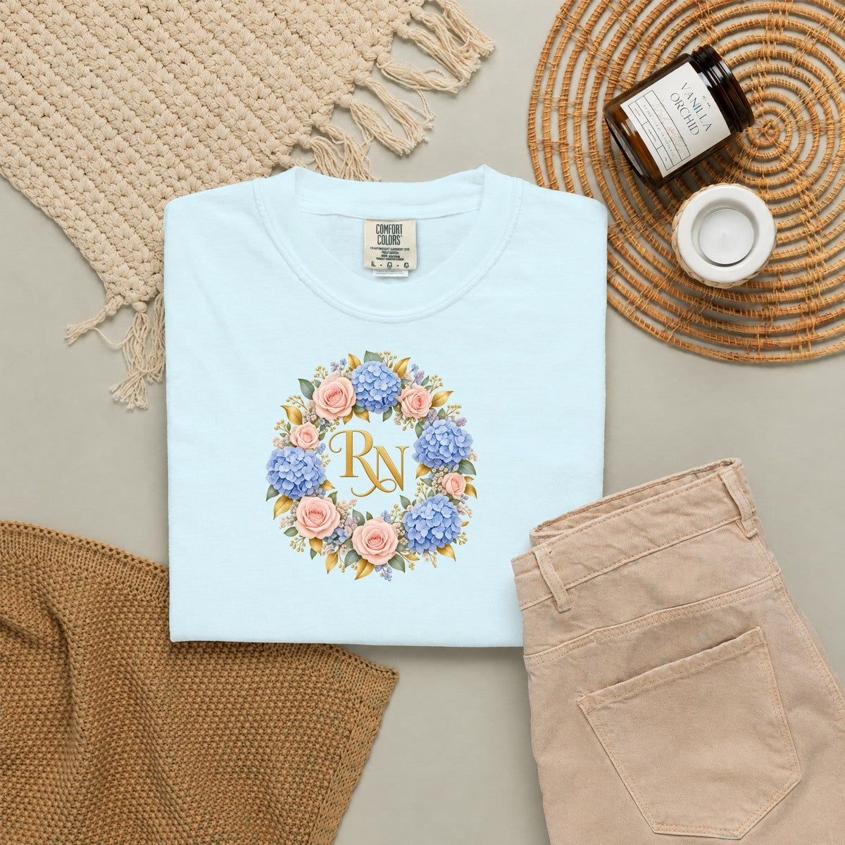 Hydrangea Wreath RN Tee