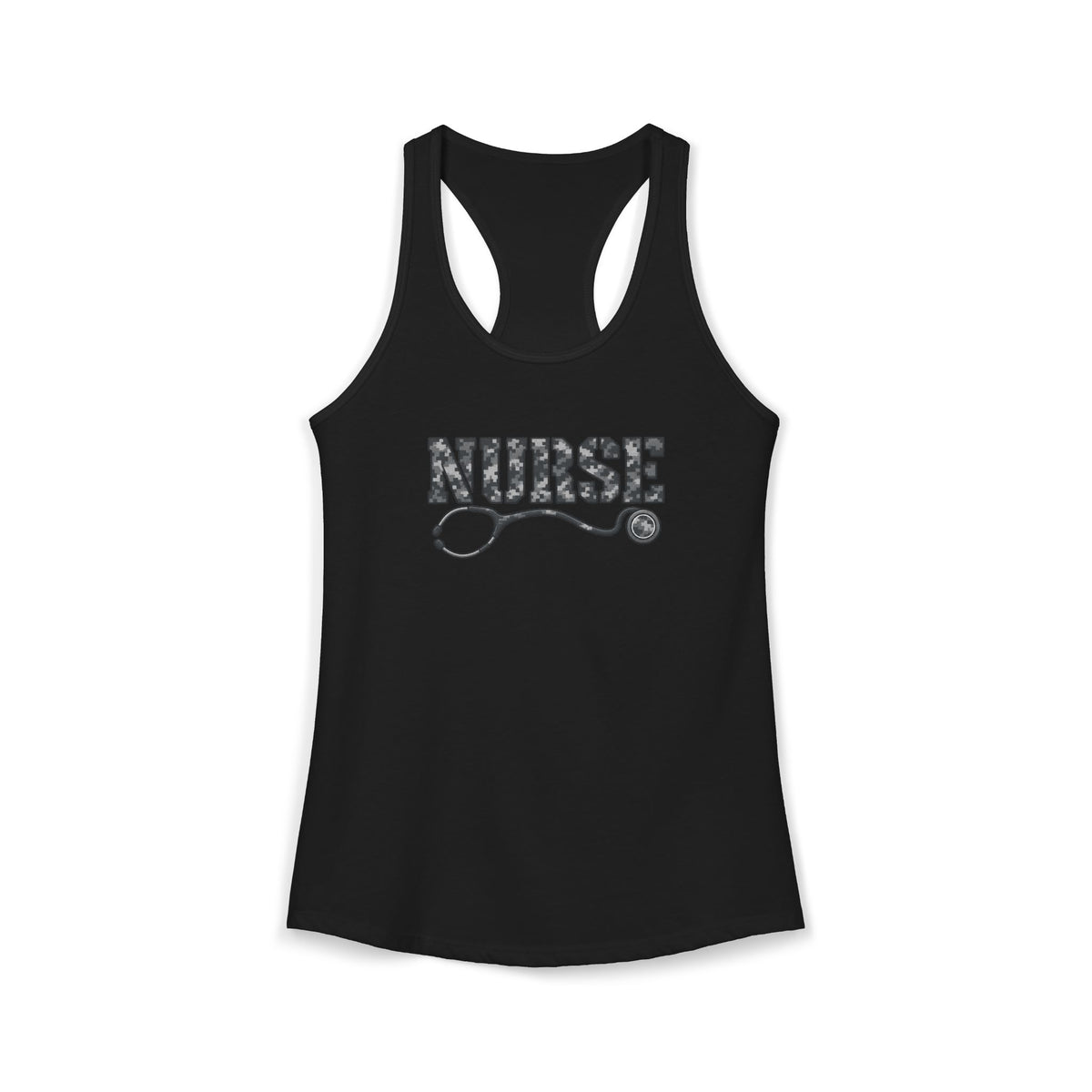 Nurse Digital Urban Camo Stethoscope Women's Racerback Tank Top