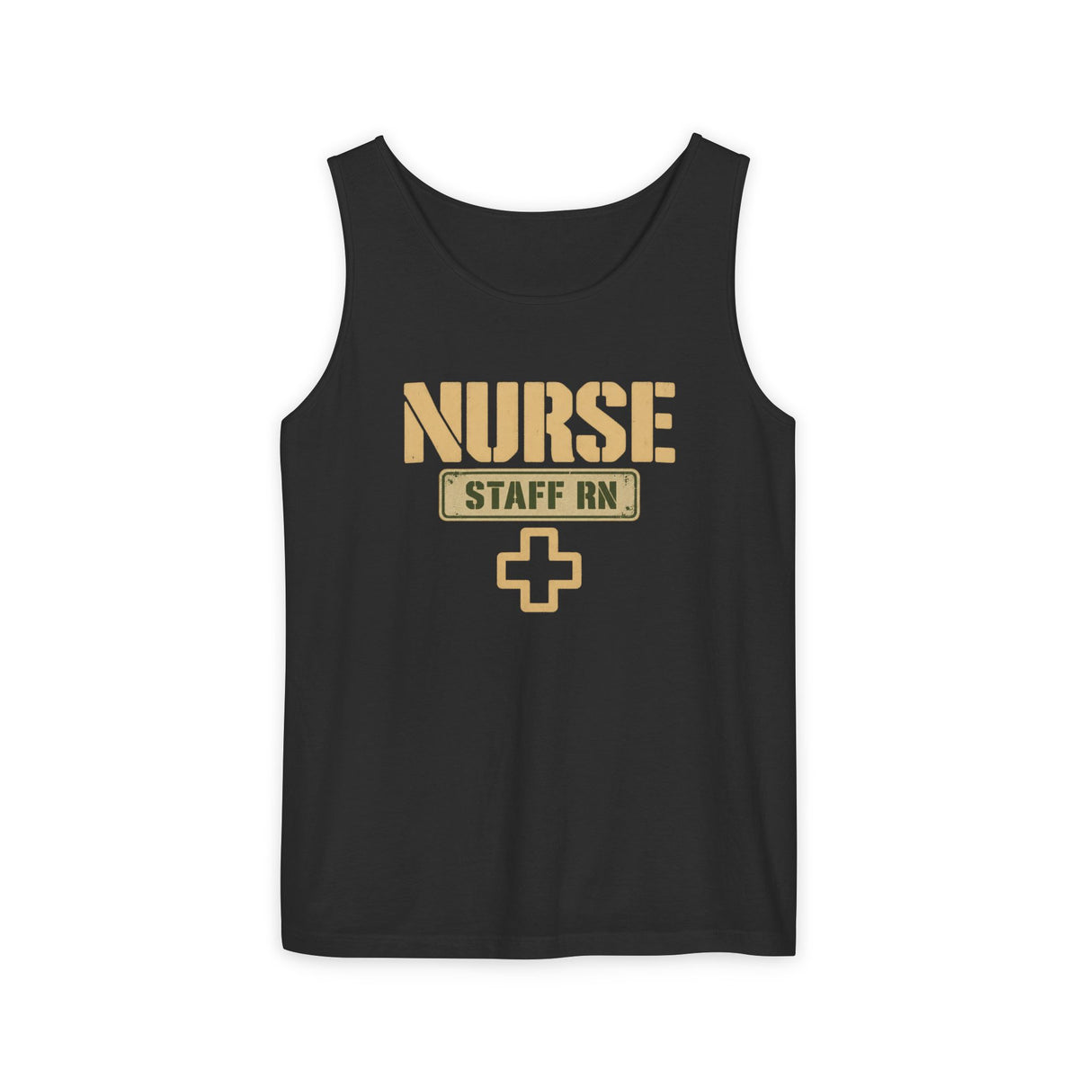 Nurse Military Stencil Staff RN Comfort Colors Tank Top