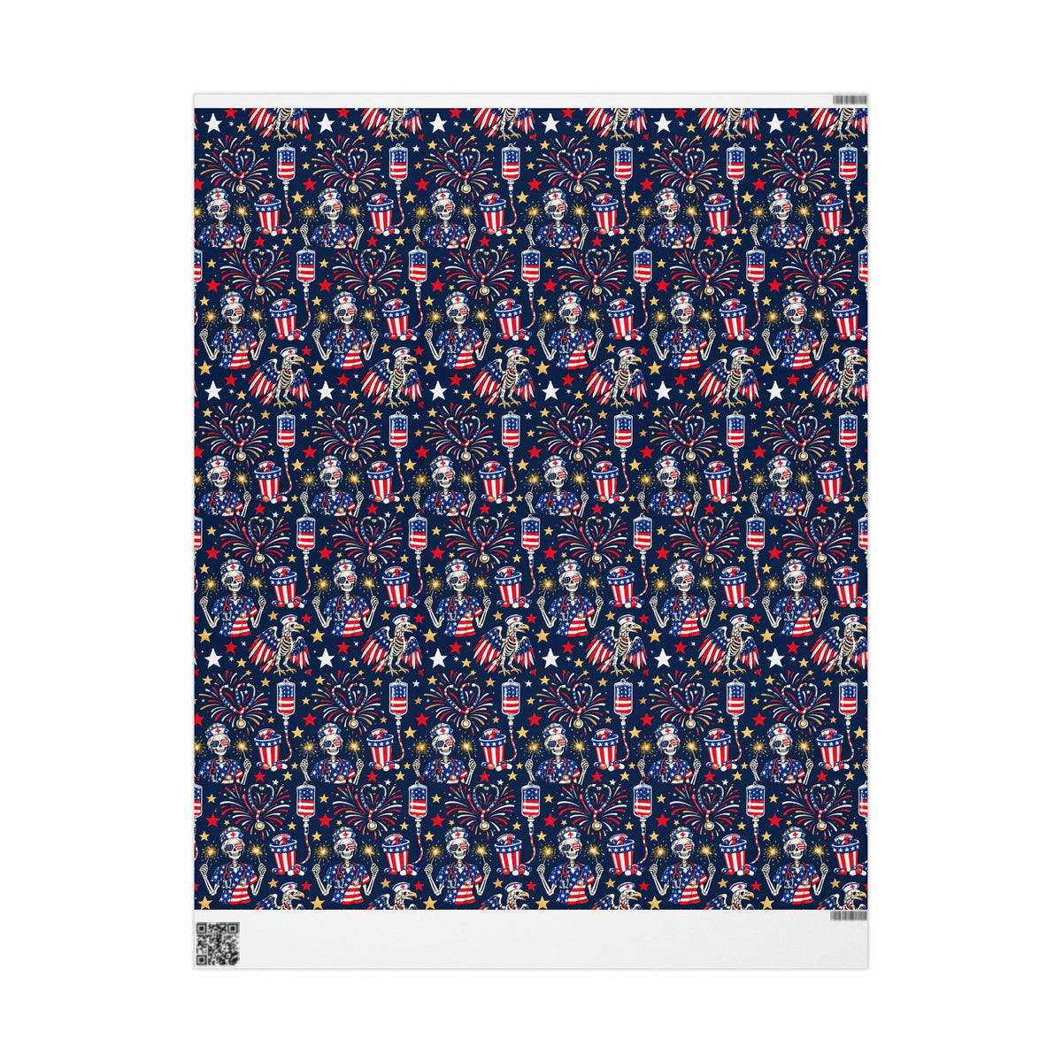Fourth of July Skeleton Nurse Wrapping Paper