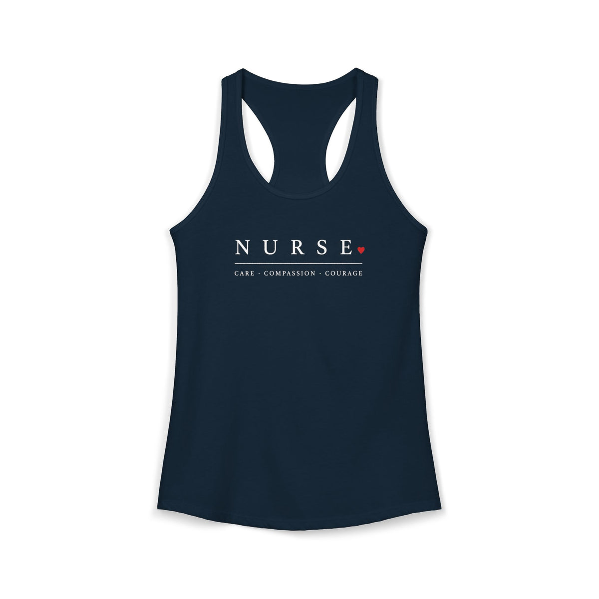 Nurse Care Compassion Courage Minimal Women's Racerback Tank Top