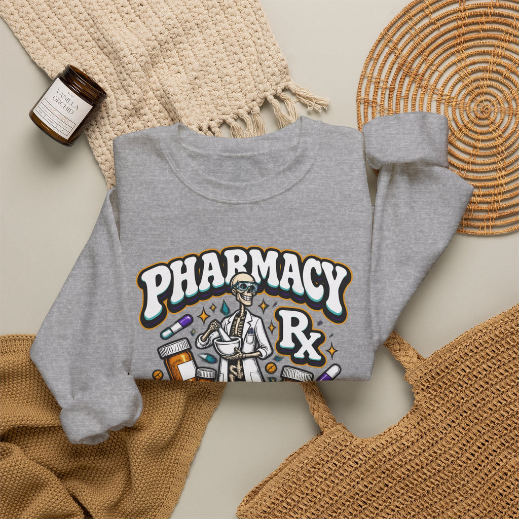 Pharmacy Skeleton Crew Skinny Skeleton Pharmacist Crewneck Sweatshirt