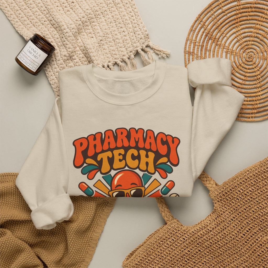 Pharmacy Tech Keeping You Well One Script at a Time Retro Crewneck Sweatshirt