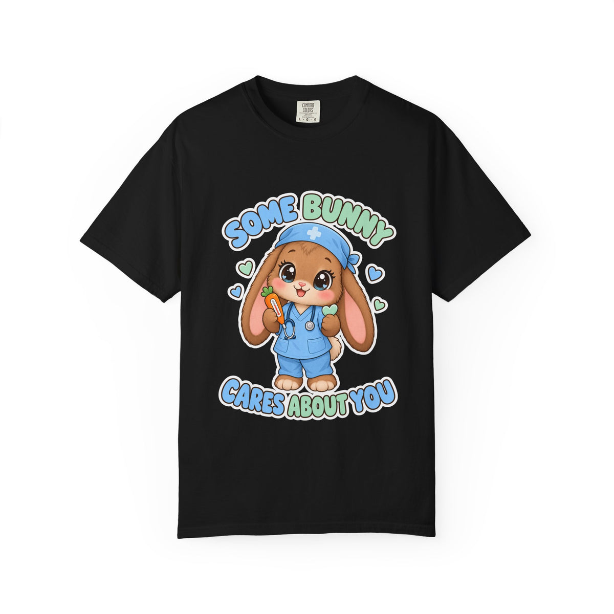 Some Bunny Cares About You Bunny Peds Nurse Blue Comfort Colors T-Shirt