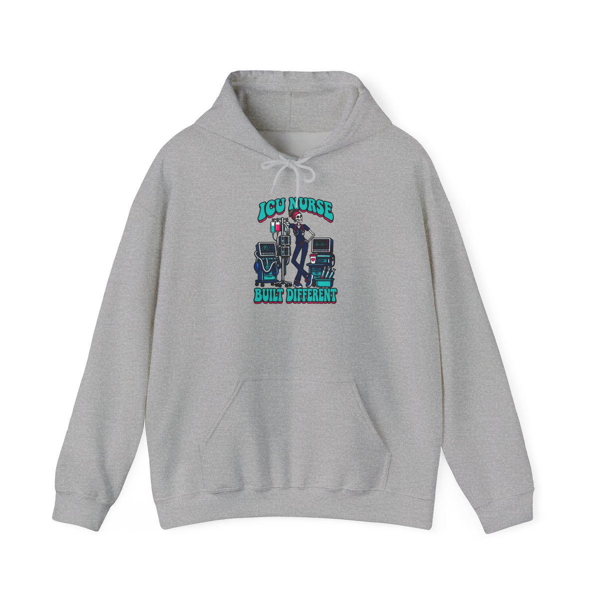 ICU Nurse Built Different Skinny Skeleton Hoodie