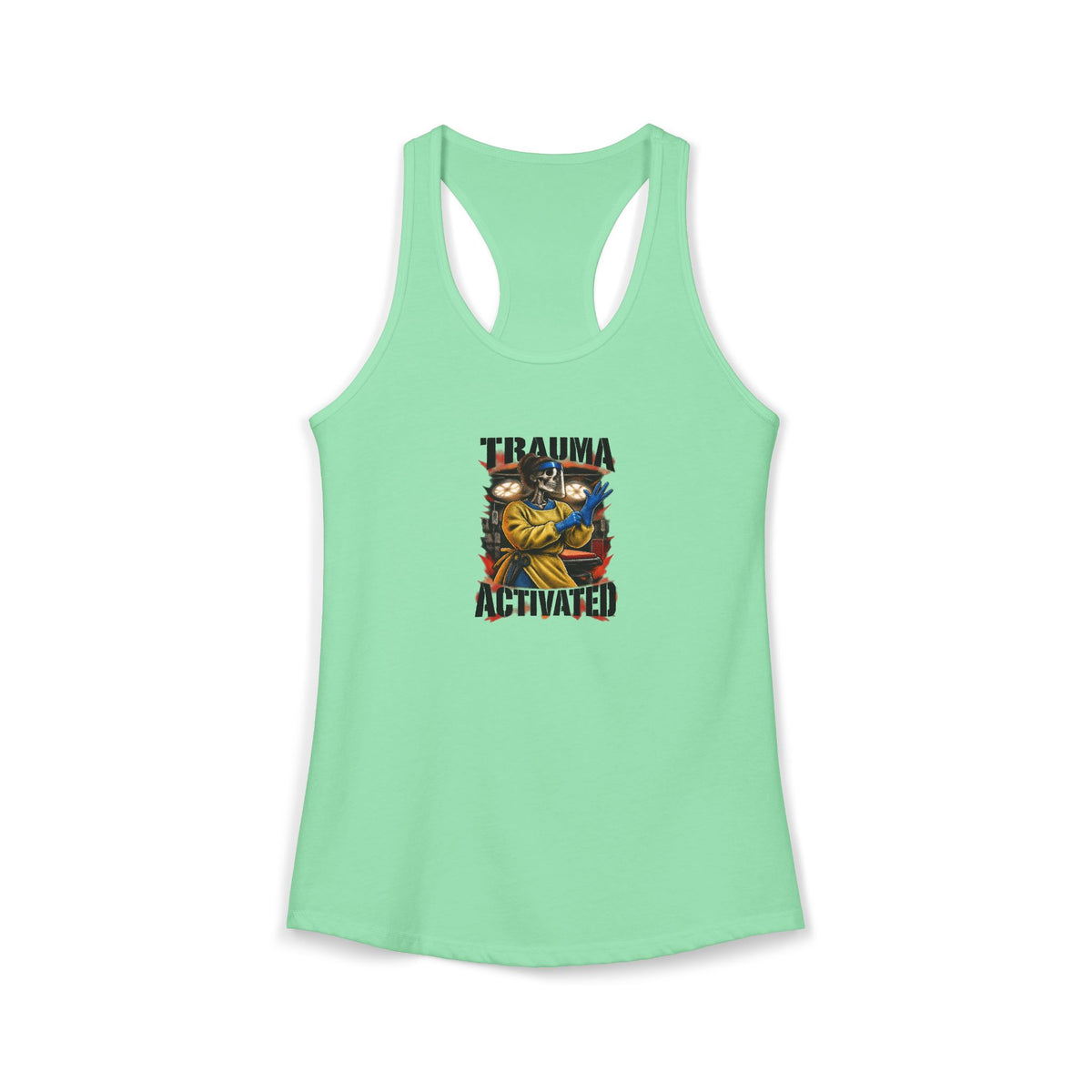 Trauma Activated Skeleton ER Nurse Women's Racerback Tank Top