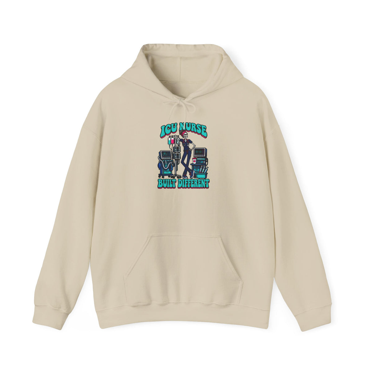 ICU Nurse Built Different Skinny Skeleton Hoodie