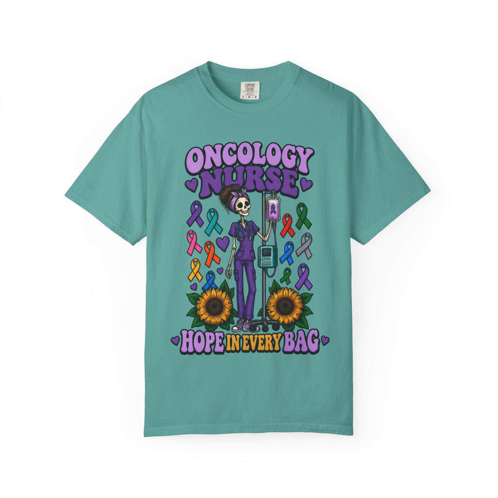 Oncology Nurse Hope in Every Bag Skinny Skeleton Comfort Colors T-Shirt