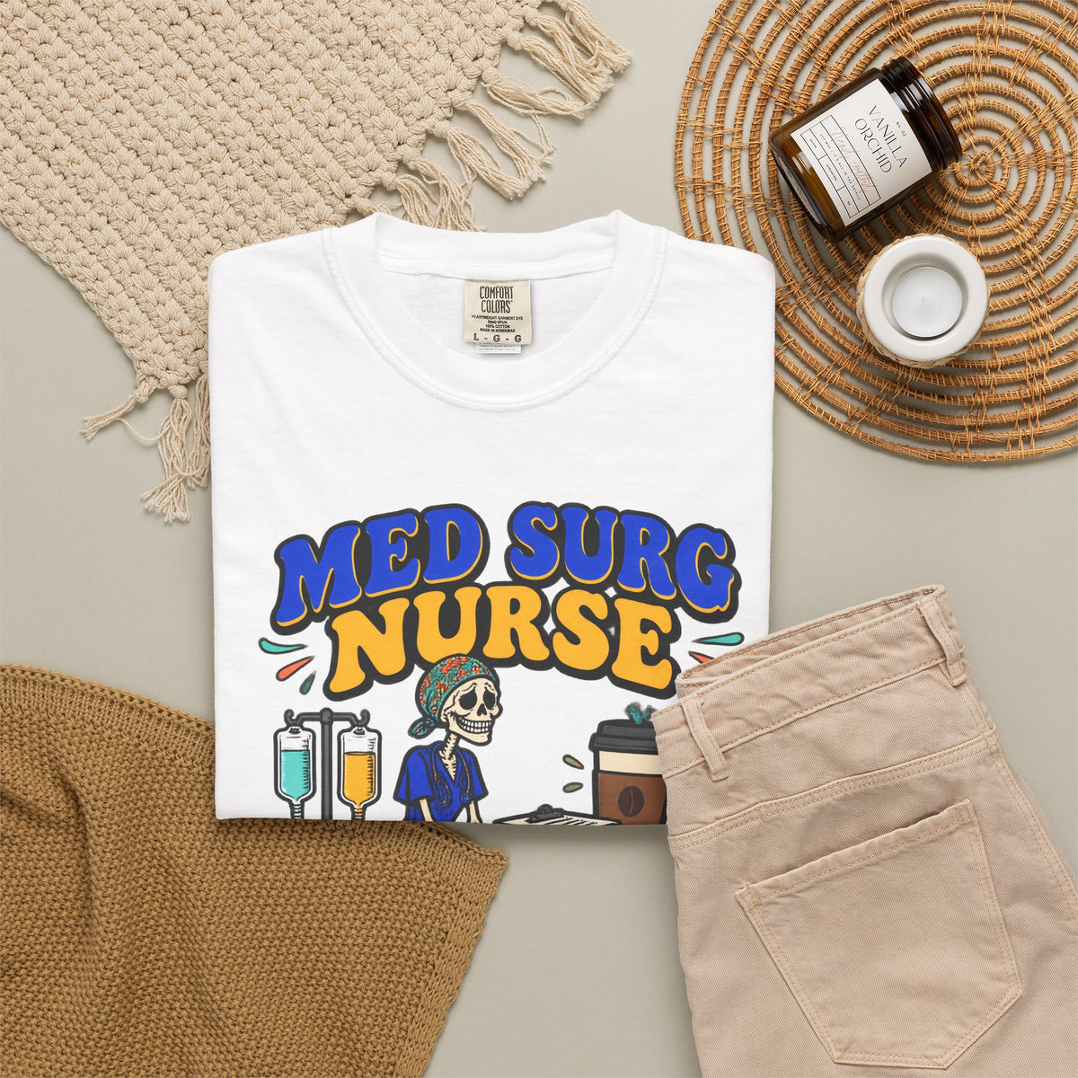 Med Surg Nurse The Backbone of Nursing Skinny Skeleton Comfort Colors T-Shirt