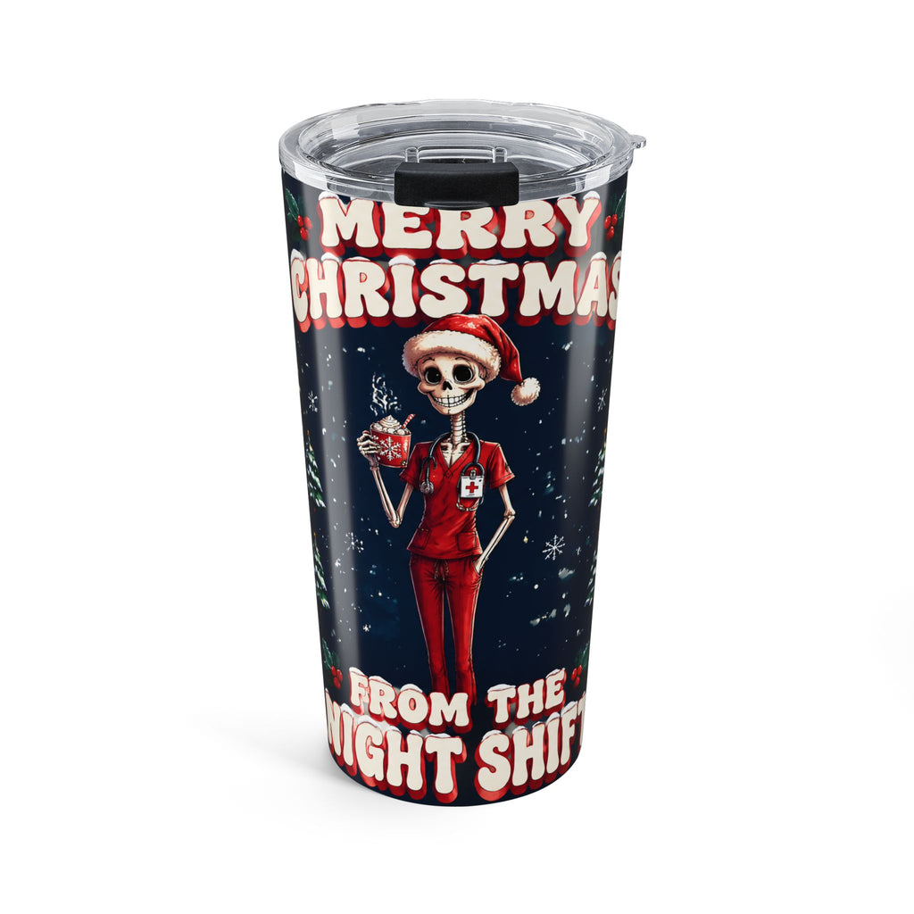 Merry Christmas From the Night Shift Skeleton Nurse 20oz Skinny Tumbler