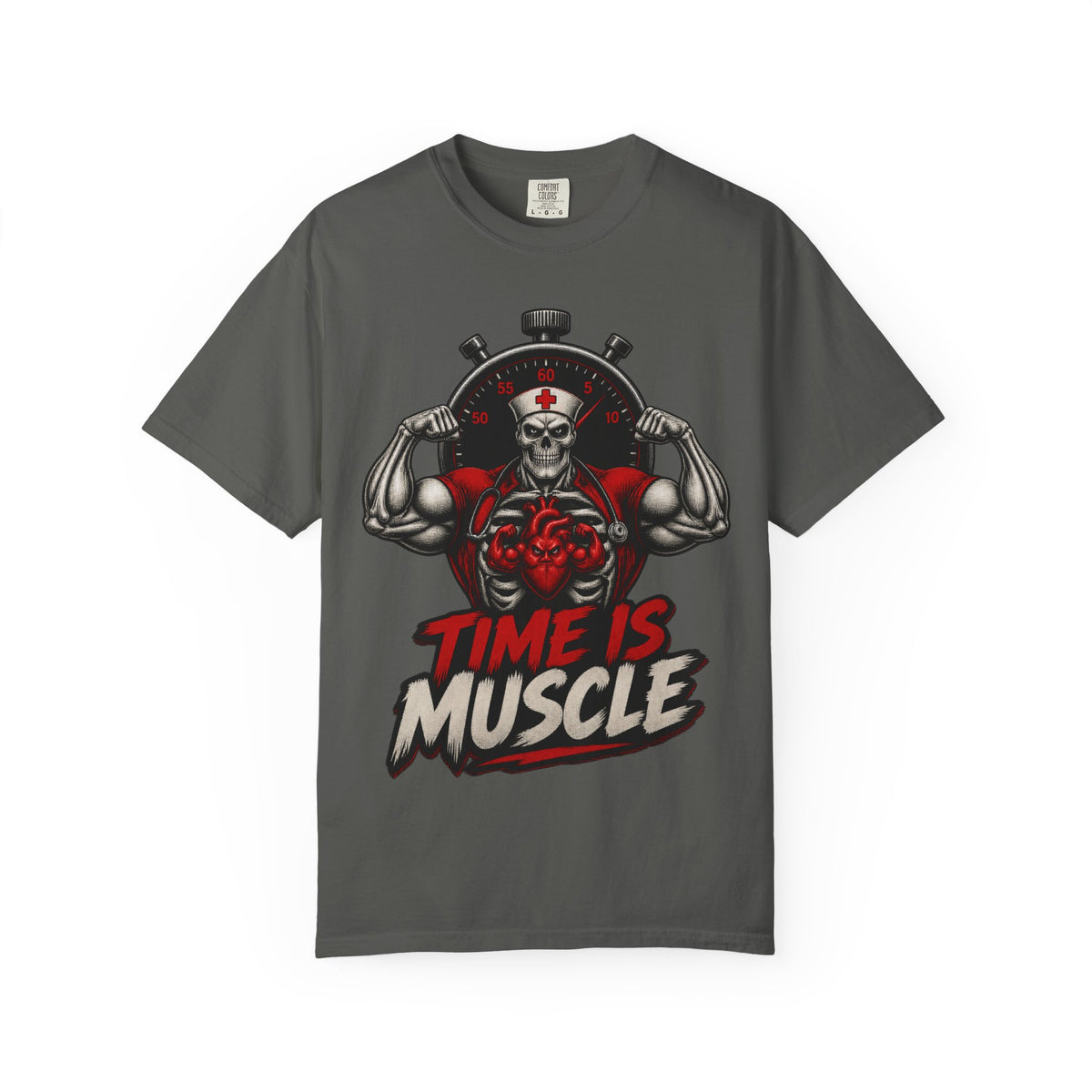 Time Is Muscle Skeleton Cardiac Nurse Comfort Colors T-Shirt