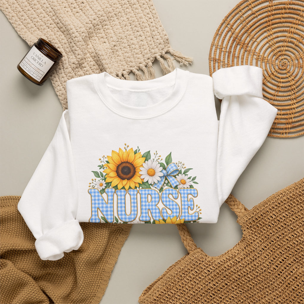 Sunflower Gingham NURSE Crewneck Sweatshirt