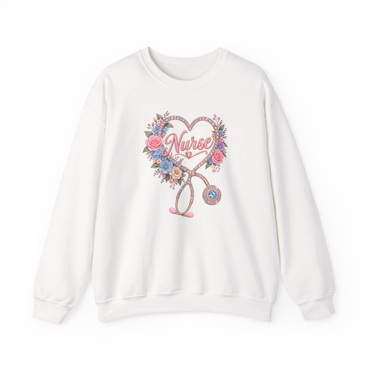 Rhinestone Stethoscope Heart Nurse Crewneck Sweatshirt