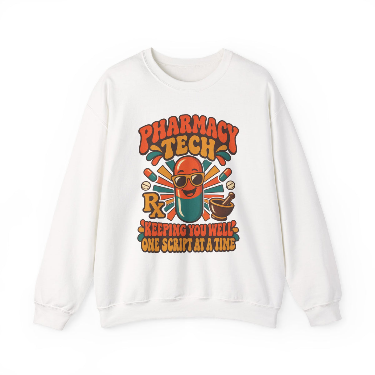 Pharmacy Tech Keeping You Well One Script at a Time Retro Crewneck Sweatshirt