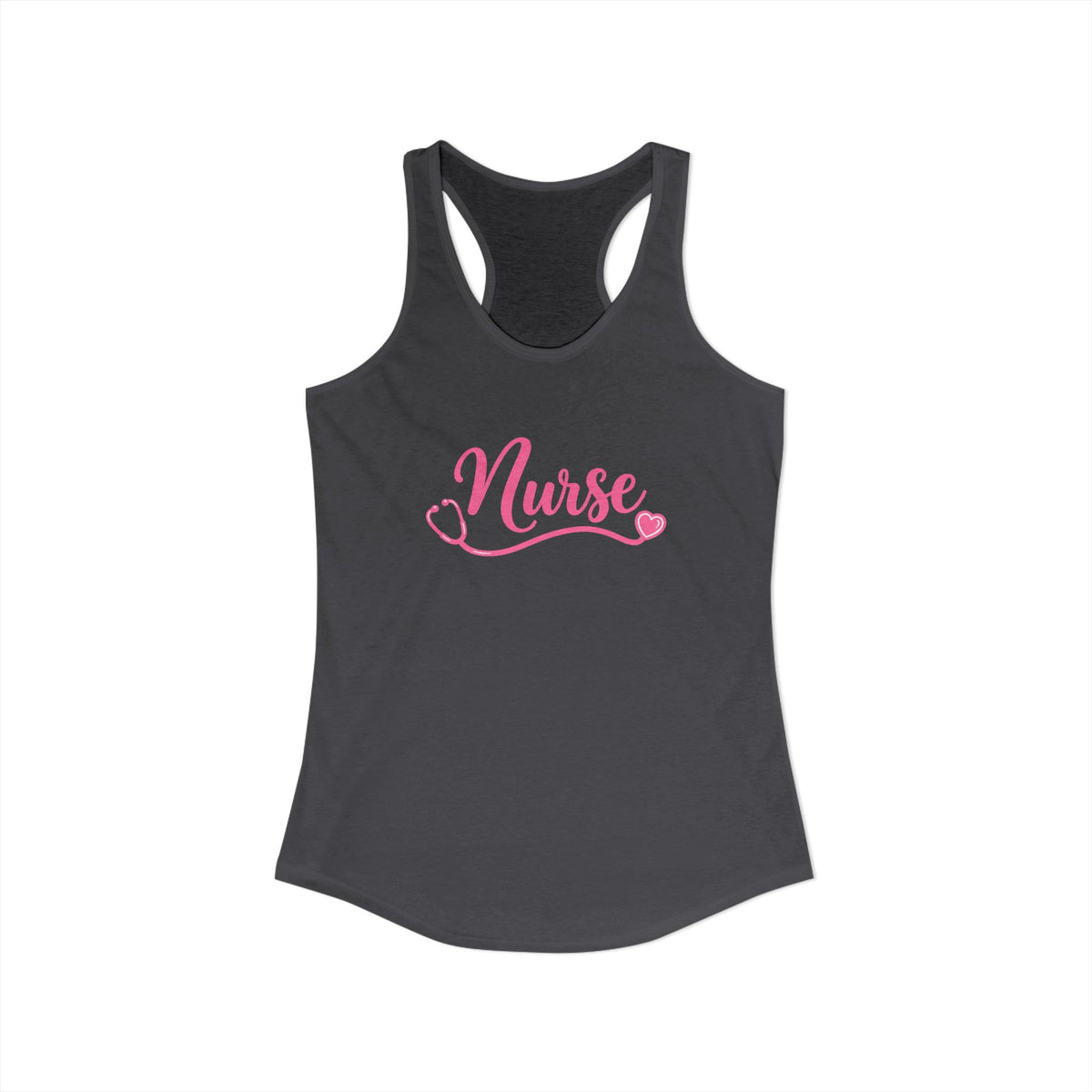 Nurse Pink Script Stethoscope Women's Racerback Tank Top