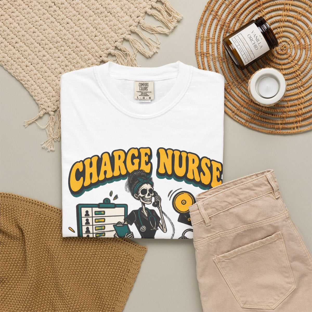 Charge Nurse I'm in Charge of Everything Skinny Skeleton Comfort Colors T-Shirt
