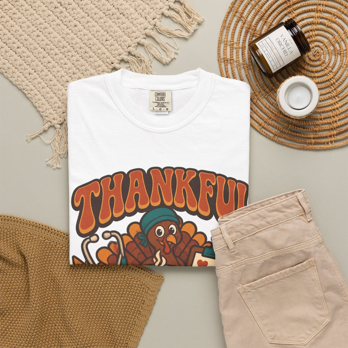 Thankful for Coffee Charting & My Nurse Crew Thanksgiving Nurse Comfort Colors T-Shirt