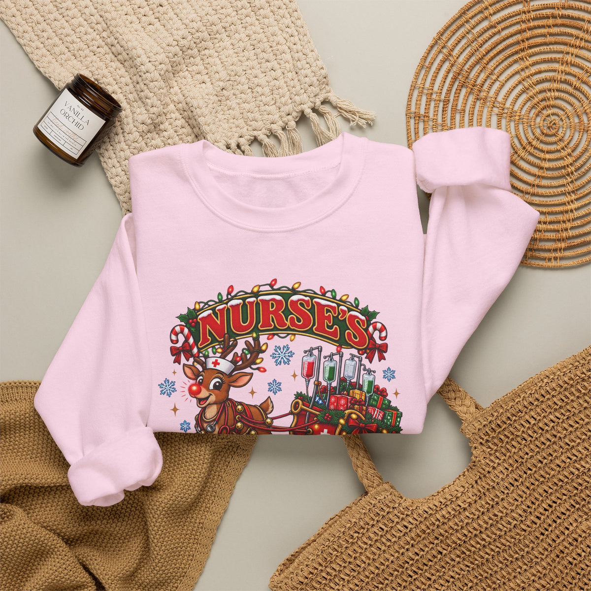 Naughty or Nice List Checked Twice Christmas Nurse Crewneck Sweatshirt
