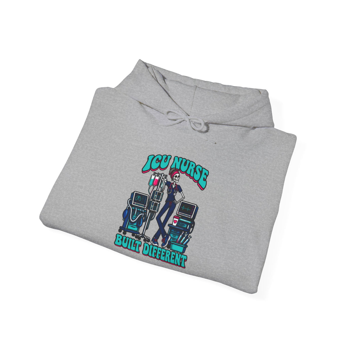 ICU Nurse Built Different Skinny Skeleton Hoodie