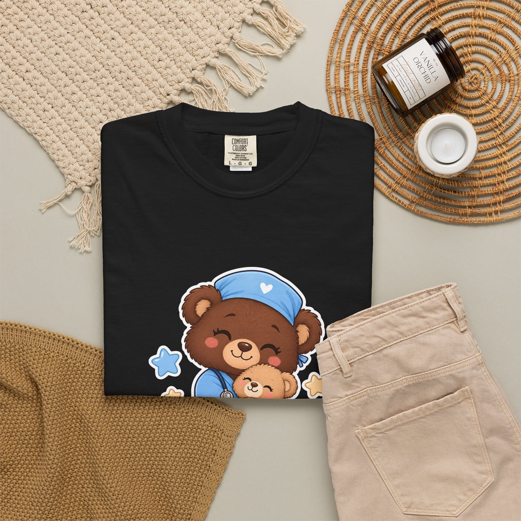 Hugs and Bandages Teddy Bear Peds Nurse Blue Comfort Colors T-Shirt