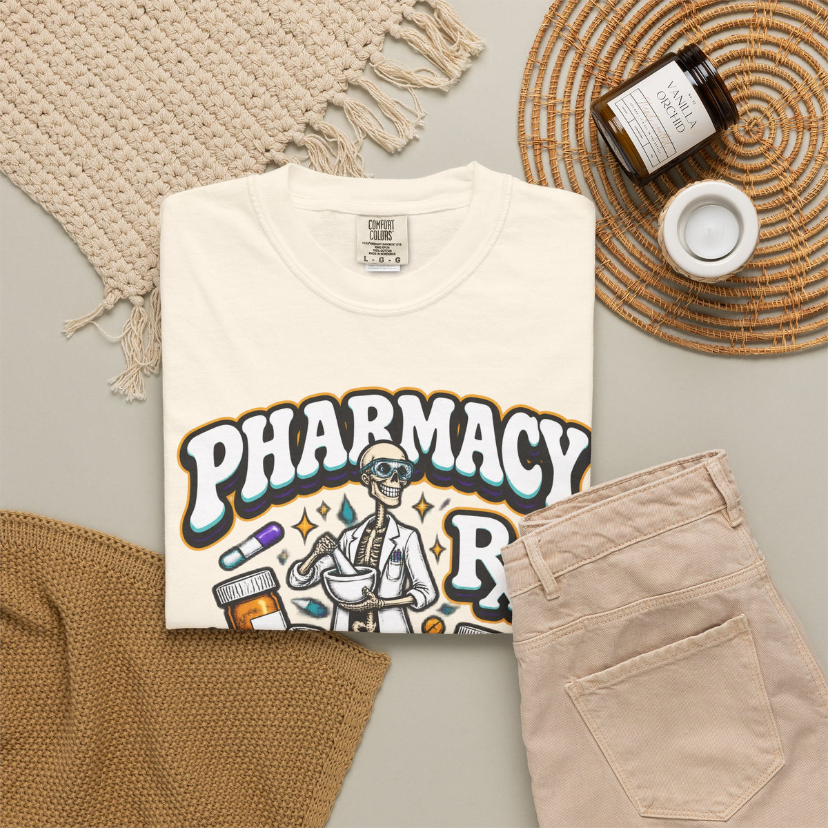 Pharmacy Skeleton Crew Skinny Skeleton Pharmacist Comfort Colors T-Shirt
