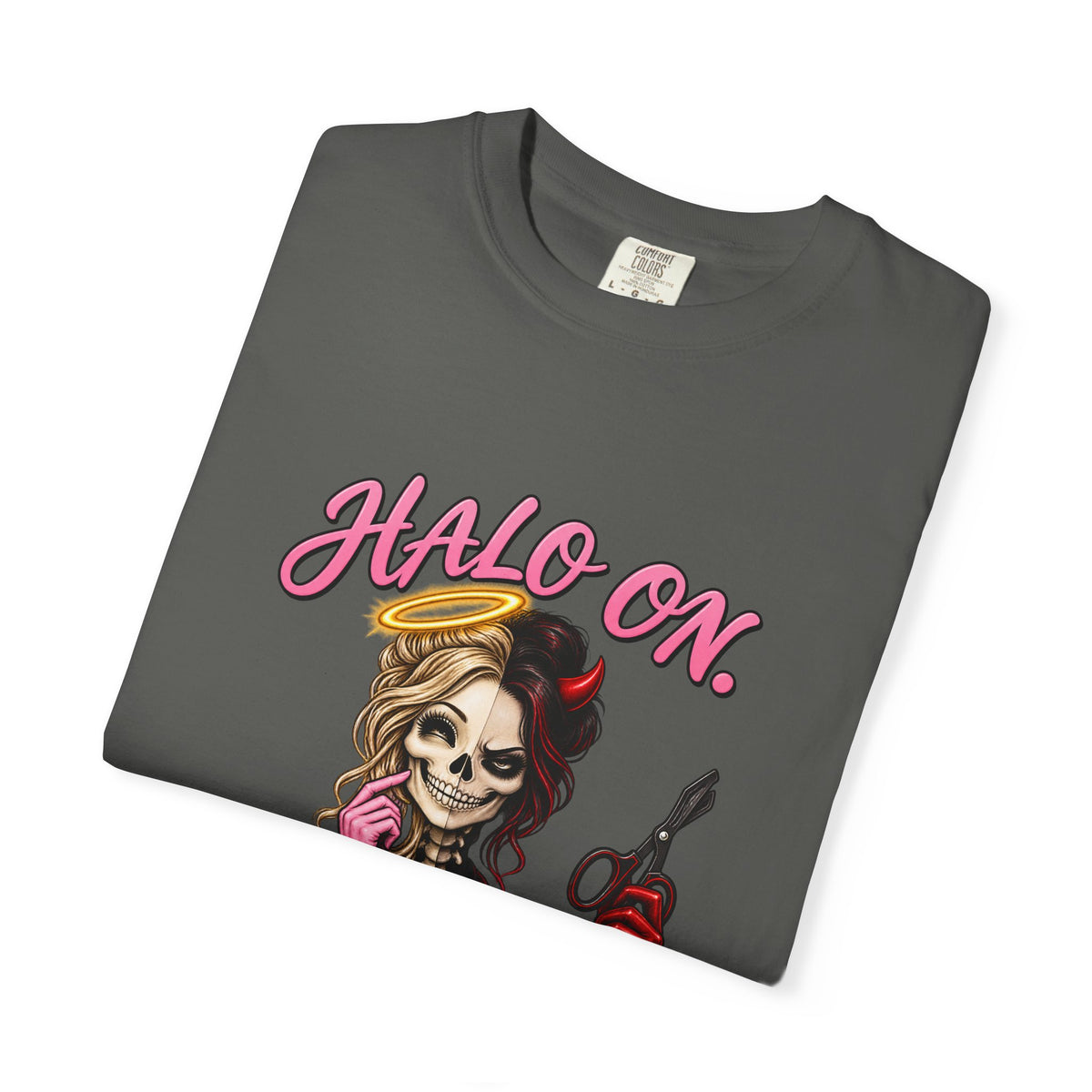 Halo On Gloves Off Nice and Naughty Skeleton Nurse Comfort Colors T-Shirt