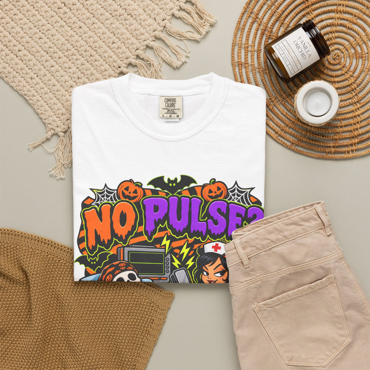 No Pulse? No Problem Funny Halloween Nurse Comfort Colors T-Shirt