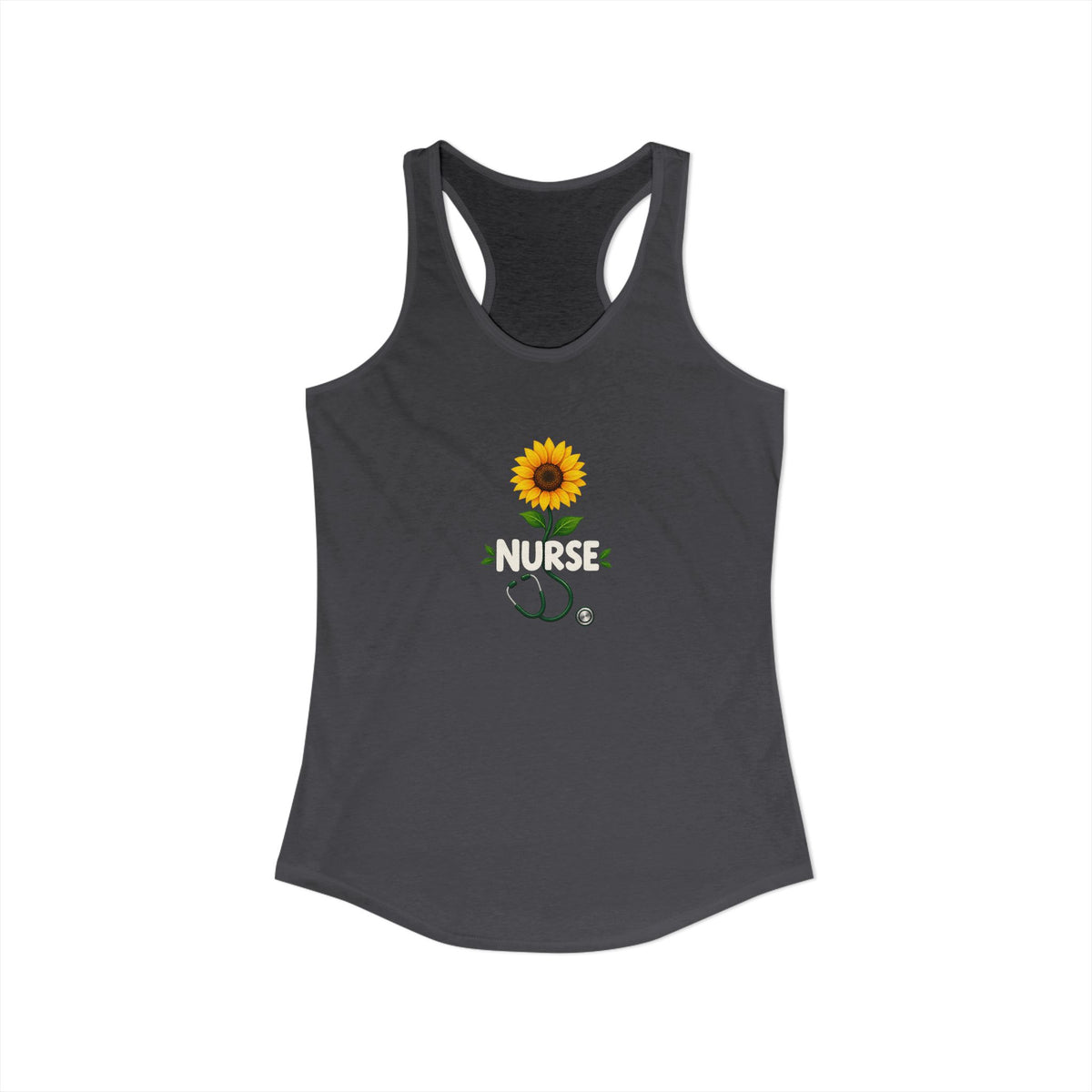Nurse Sunflower Stethoscope Floral Women's Racerback Tank Top