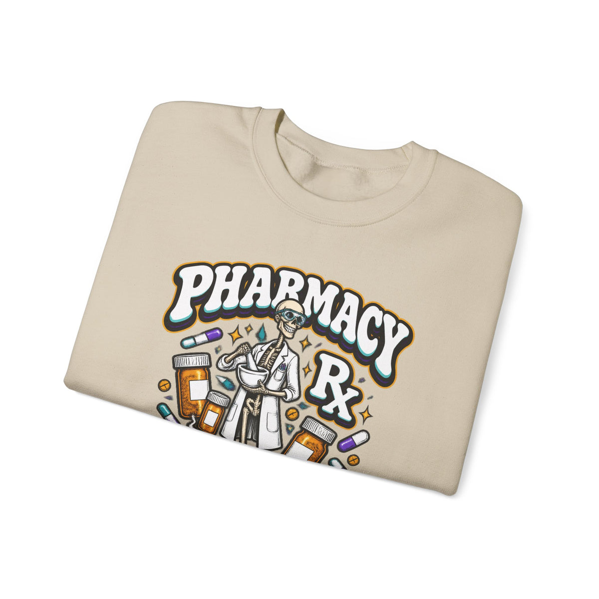 Pharmacy Skeleton Crew Skinny Skeleton Pharmacist Crewneck Sweatshirt