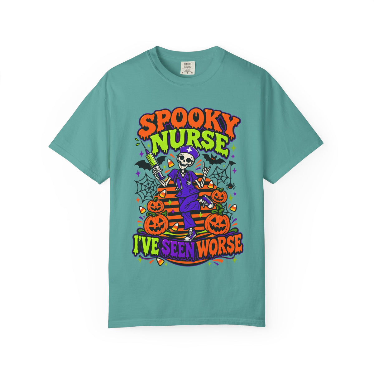Spooky Nurse I've Seen Worse Skeleton Halloween Comfort Colors T-Shirt