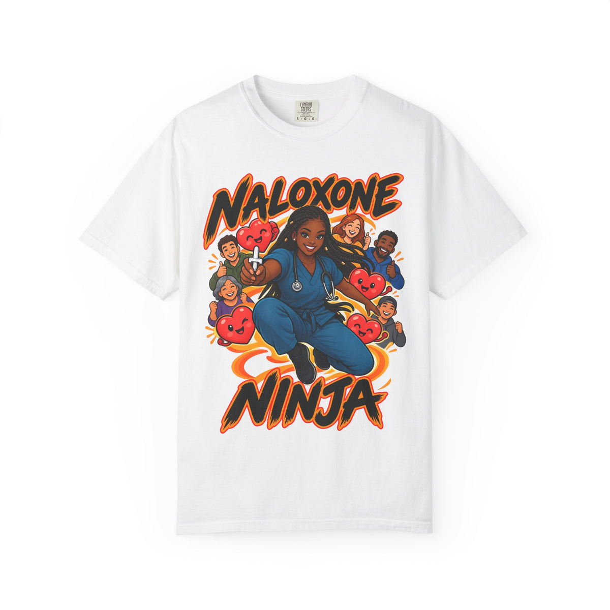 Naloxone Ninja ER Nurse Tee (Box Braids)