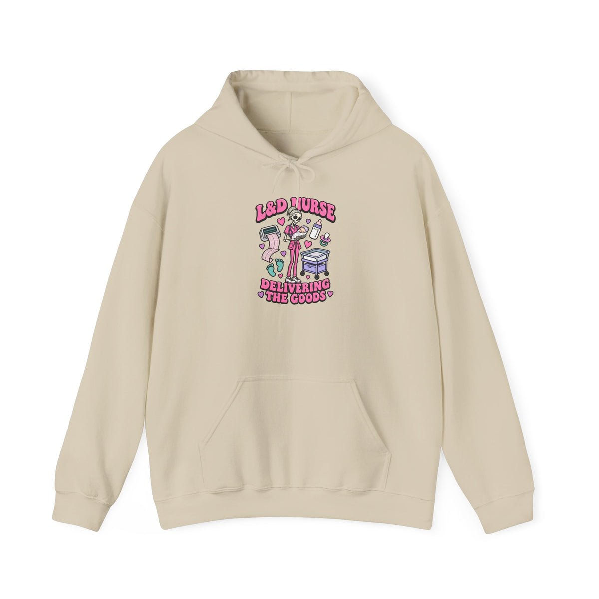 L&D Nurse Delivering the Goods Skinny Skeleton Hoodie