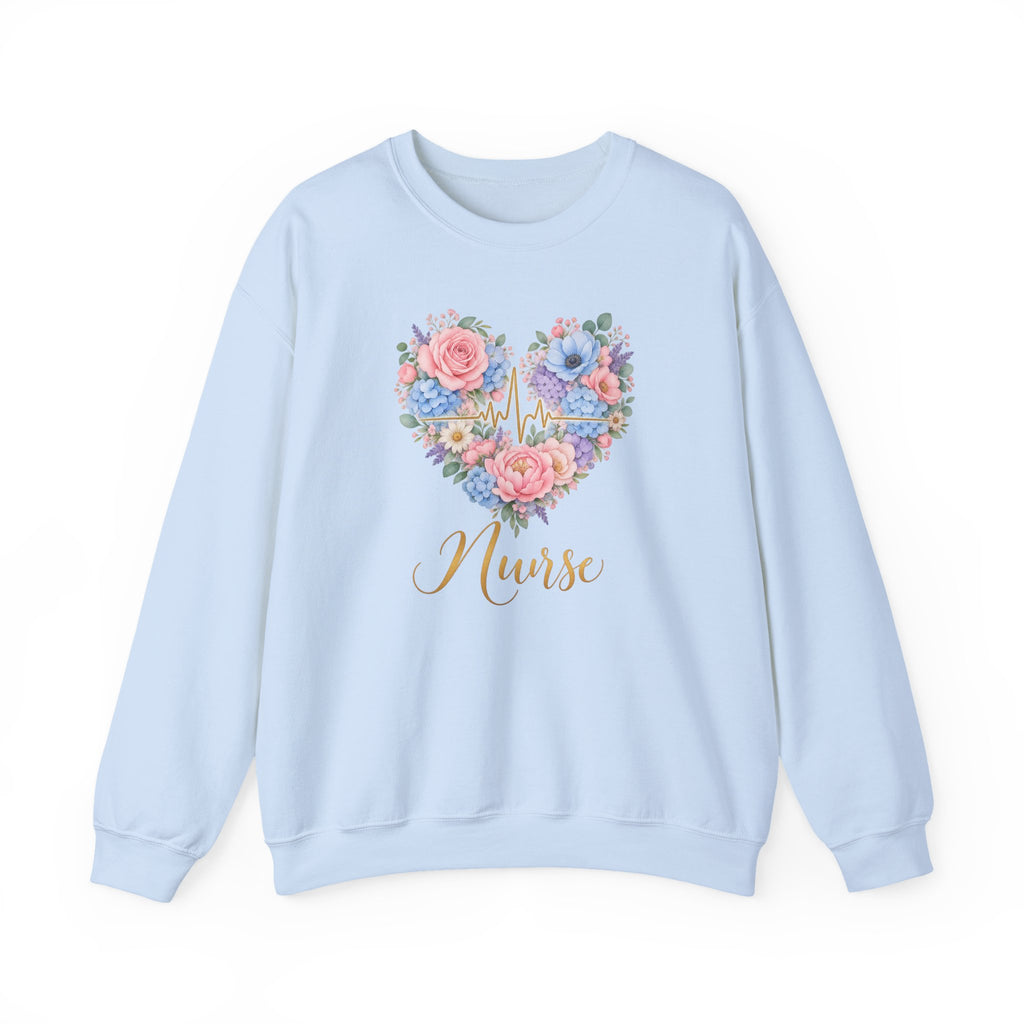 Watercolor Heart EKG Nurse Crewneck Sweatshirt