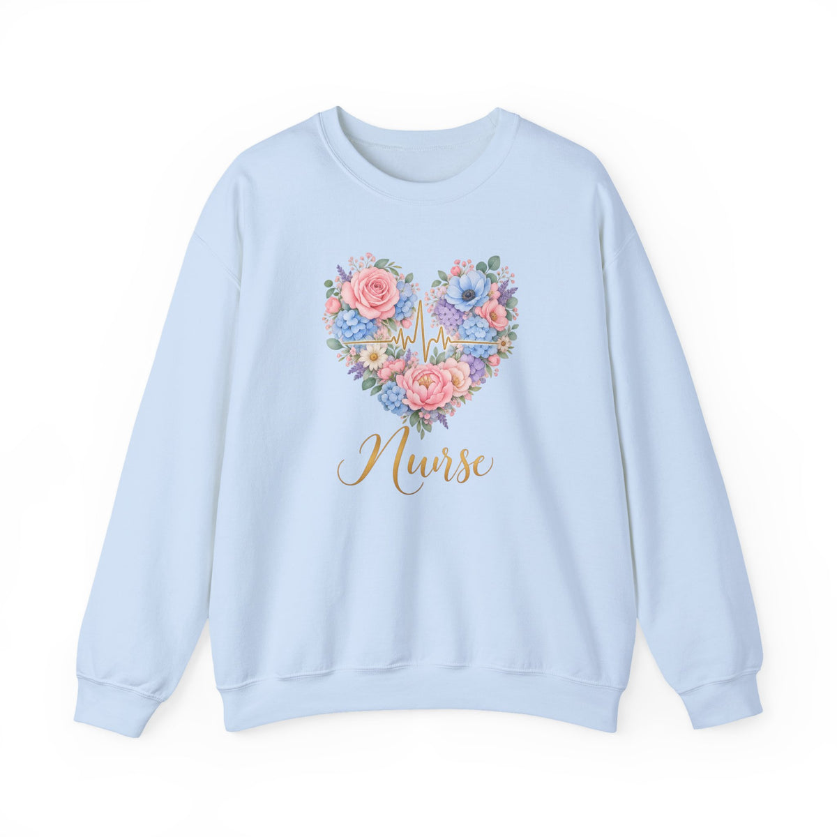 Watercolor Heart EKG Nurse Crewneck Sweatshirt
