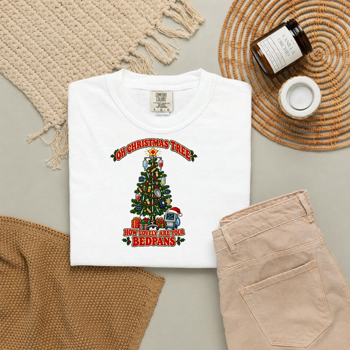 Oh Christmas Tree How Lovely Are Your Bedpans Nurse Tee