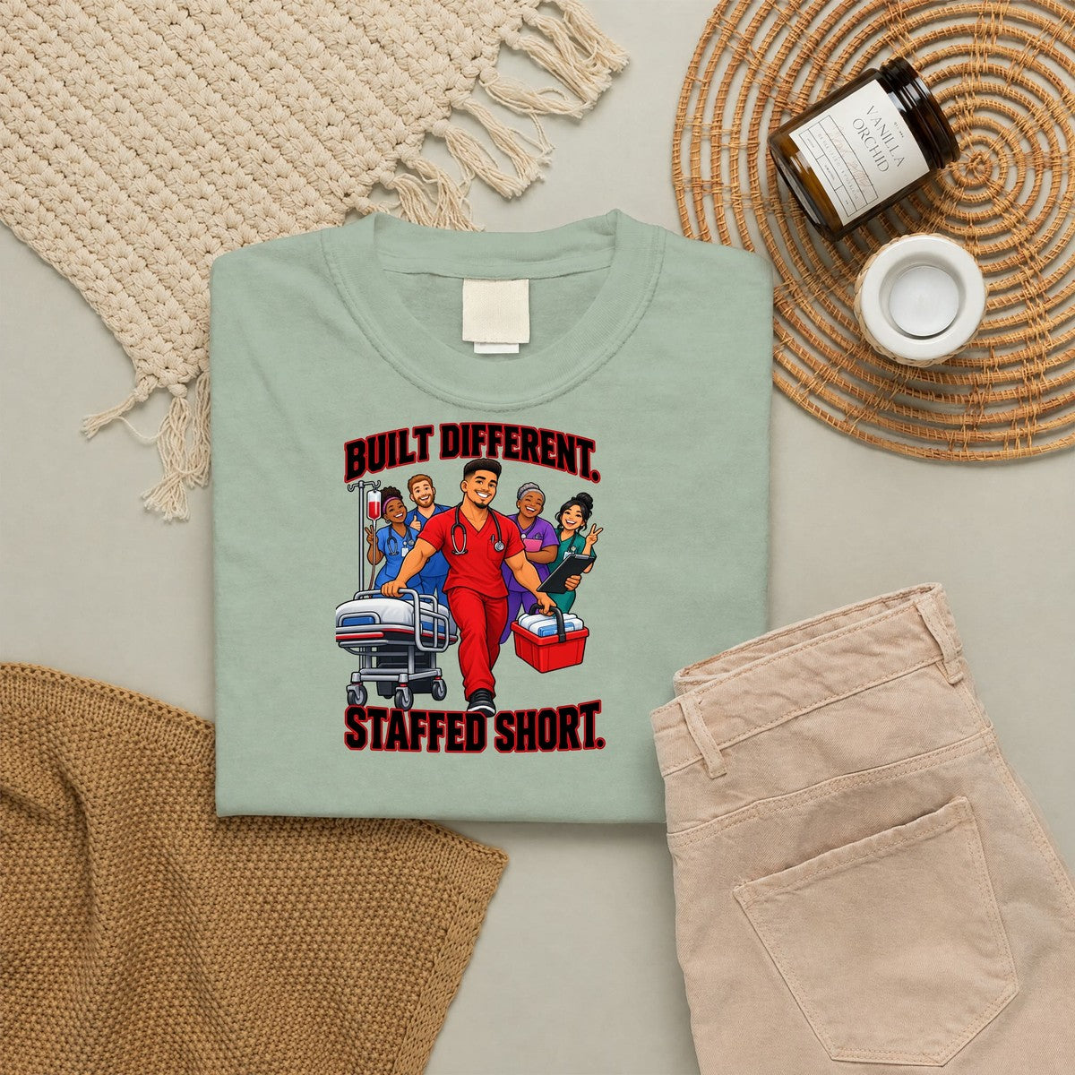 Built Different Staffed Short Nurse Comfort Colors T-Shirt