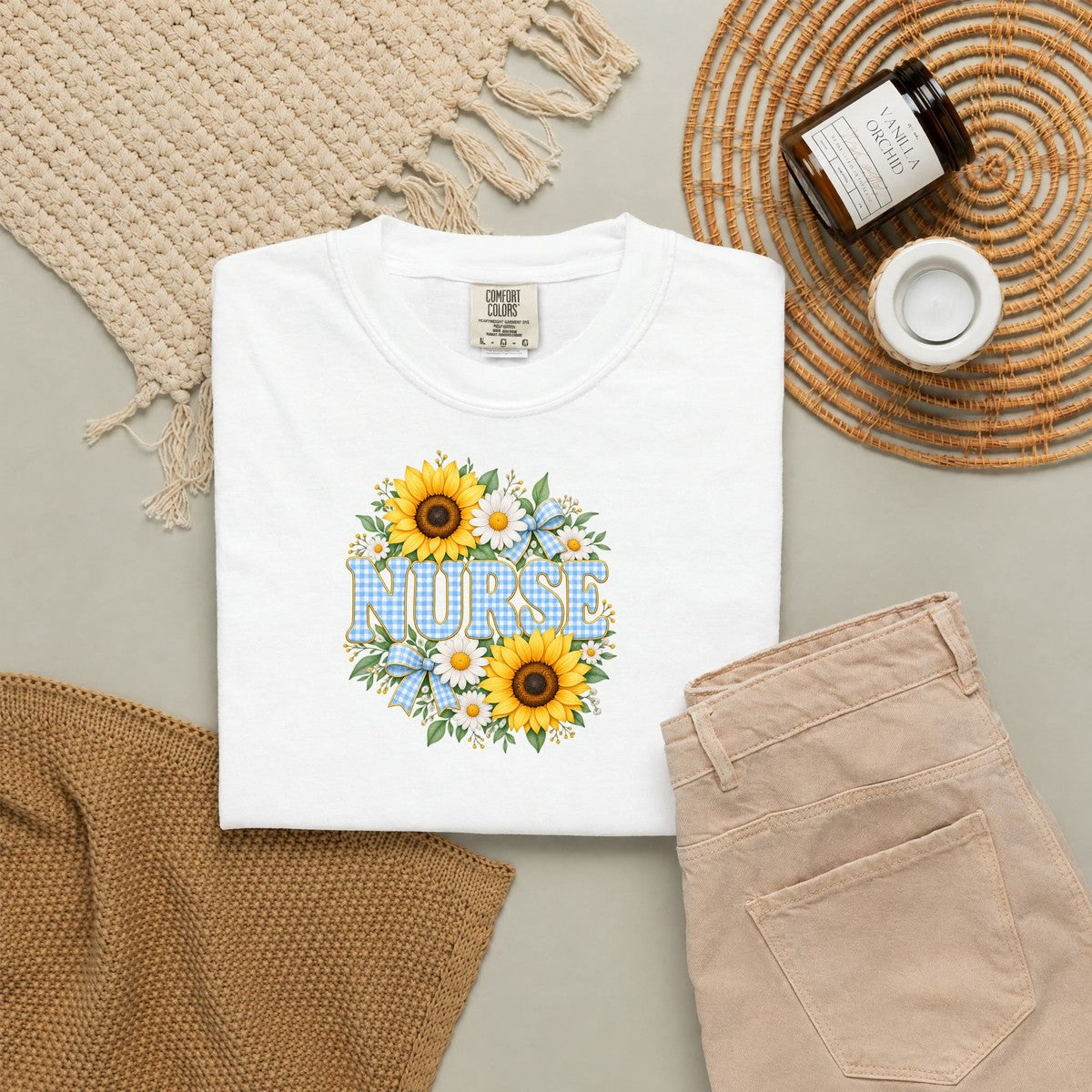 Sunflower Gingham NURSE Tee