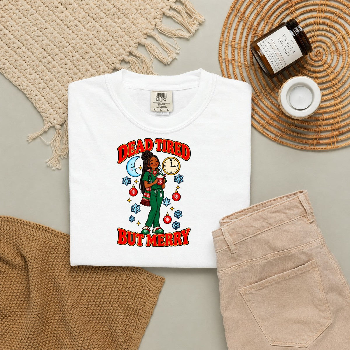 Dead Tired But Merry Night Shift Christmas Women's Comfort Colors T-Shirt
