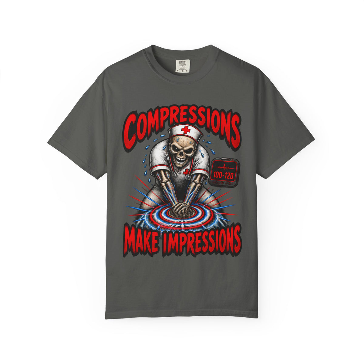 Compressions Make Impressions Skeleton Nurse Comfort Colors T-Shirt
