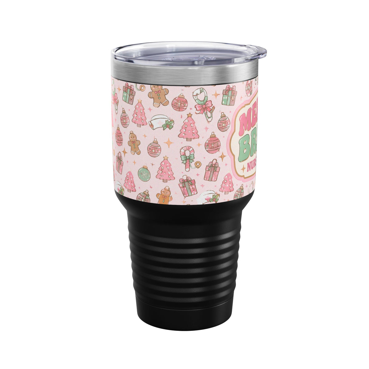 Merry and Bright Nurse Mode Pink Christmas 30oz Tundra Tumbler