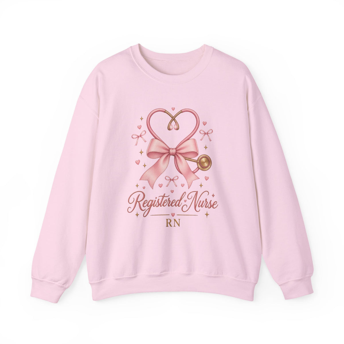 Coquette Pink Bow Stethoscope Registered Nurse Crewneck Sweatshirt